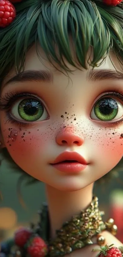 Fantasy character with green eyes in digital art.