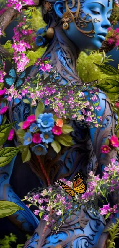 Enchanting floral fantasy wallpaper with vibrant colors and intricate design.