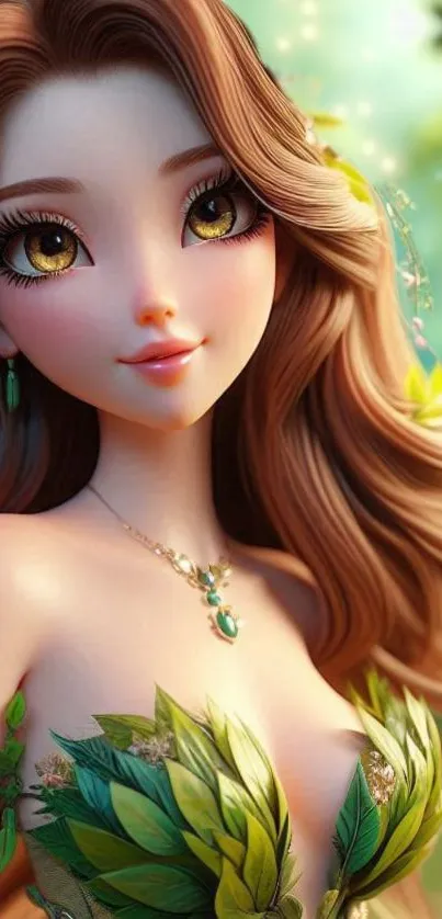Fantasy forest fairy in a vibrant nature setting with mystical elements.