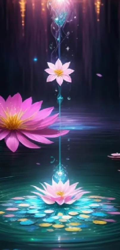 Enchanting lotus flower reflecting over mystical water.