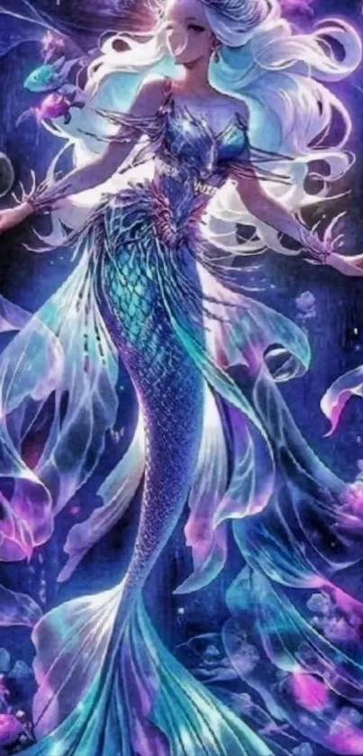 Mystical mermaid fantasy mobile wallpaper.