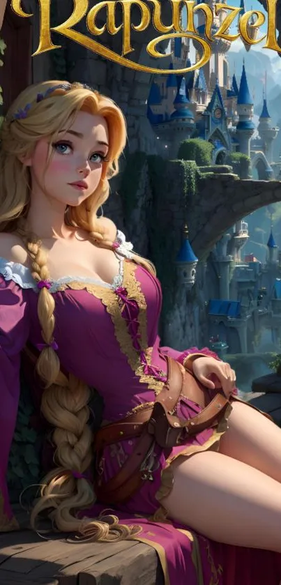 Fantasy princess depicted in medieval attire, with a castle backdrop.