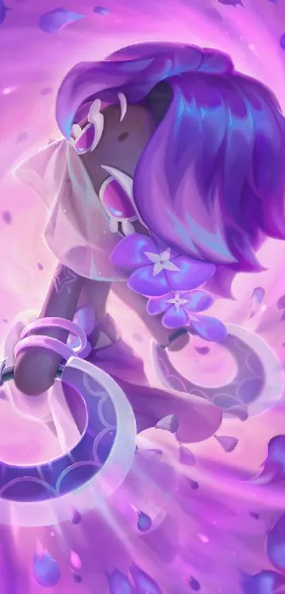 Purple fantasy character with flowing hair.