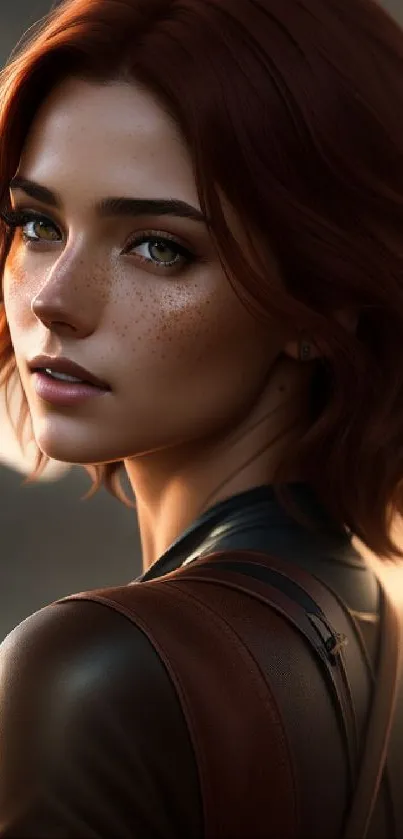 Portrait of a redheaded character with soft lighting and artistic detail.