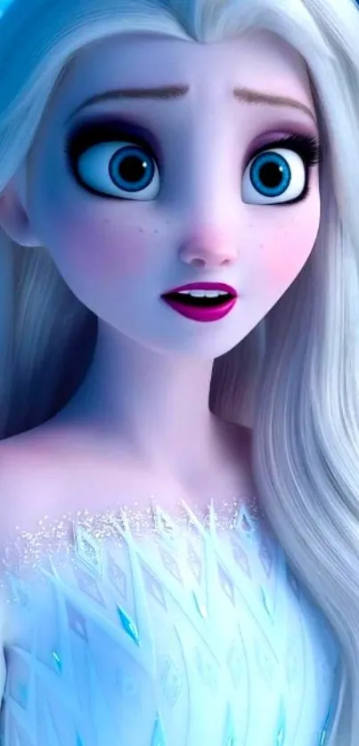 Enchanting snow princess in icy blue tones.