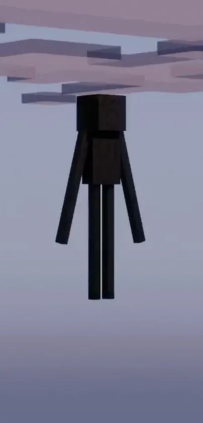 Enderman silhouette against a pastel cloudy sky wallpaper.