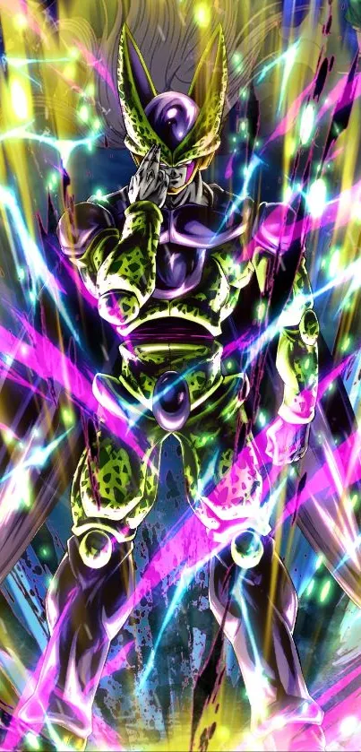 Anime character with vibrant colors and energy waves.