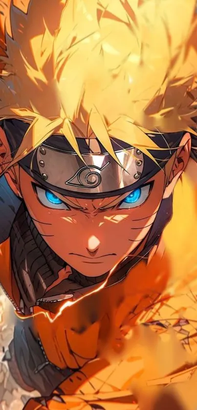 Dynamic anime character with vibrant colors and intense expression.