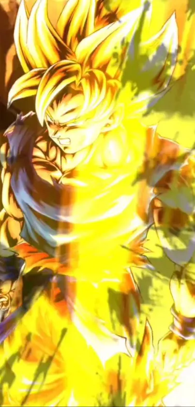 Anime hero with powerful yellow aura.