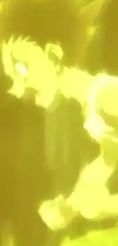 Anime character in dynamic yellow energetic glow scene.