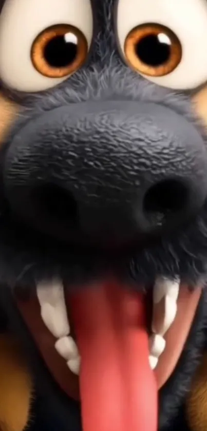 Animated cartoon dog with big eyes and playful expression.