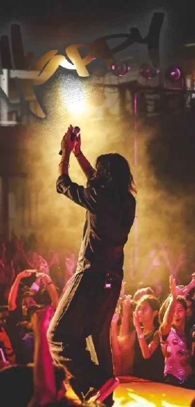 Exciting concert scene with vibrant crowd and stage lights.