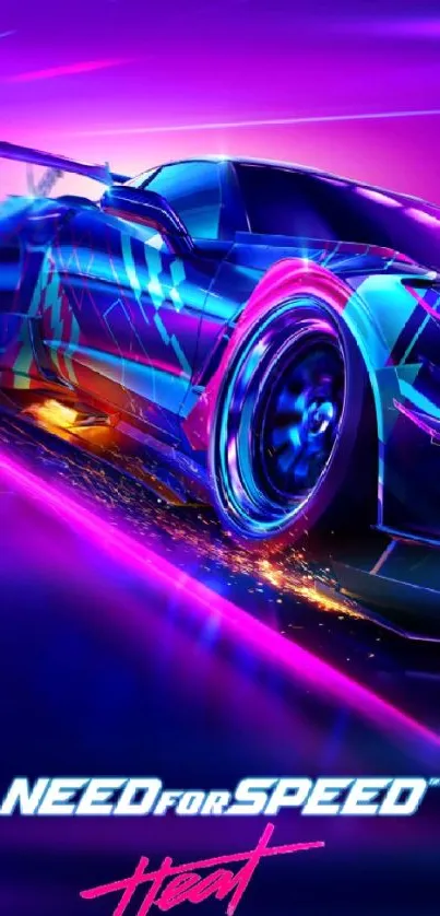 Vibrant neon racing car from Need for Speed Heat.