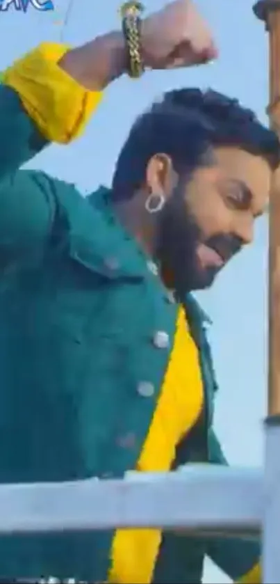 Vibrant portrait of a stylish person outdoors.