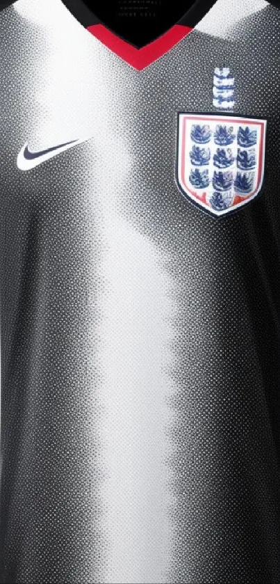 England football jersey with black and white gradient design.