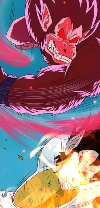 Dynamic anime battle scene with iconic characters and vibrant colors.