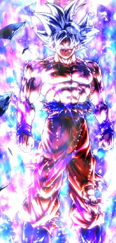 Anime character with vibrant energy aura in dynamic colors.