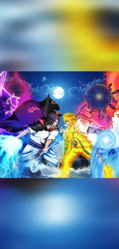 Epic anime battle scene with vibrant colors and iconic characters.