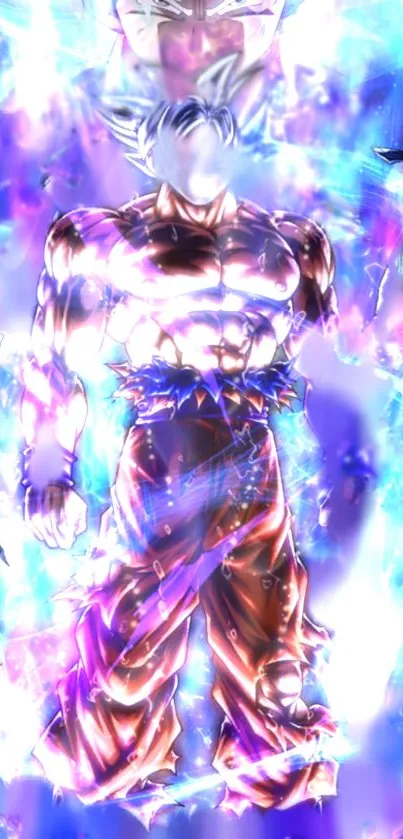 Epic anime character with glowing energy in vibrant colors.