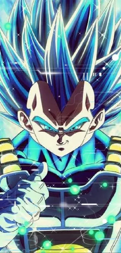 Epic anime character with blue energy.