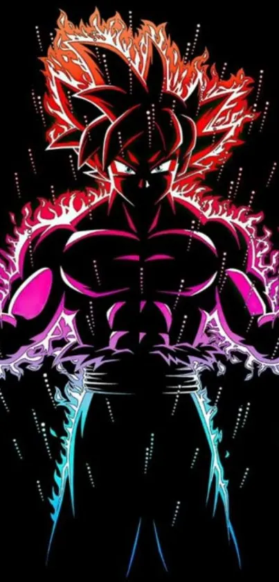 Bold anime character with vibrant aura against a black background.