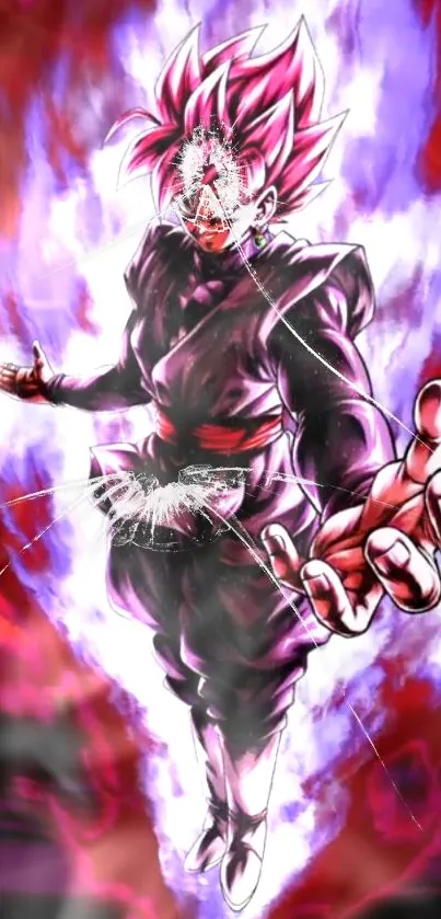 Anime character with vibrant purple and red energy in dynamic wallpaper.