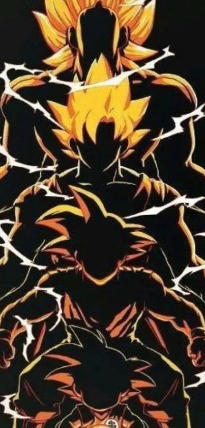 Anime character with fiery energy aura in vibrant orange hues.