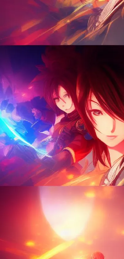 Epic anime fantasy wallpaper with vibrant colors and dynamic scenes.