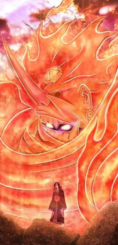 Fiery anime guardian with blazing aura.