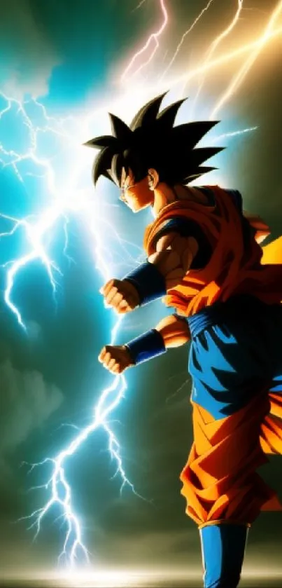 Anime character in action with lightning and vibrant blue tones.