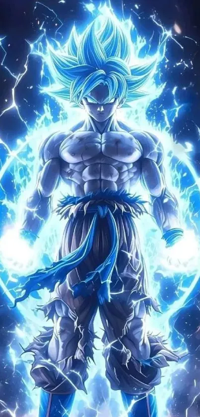 Anime character with blue energy aura