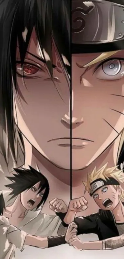 Anime characters face off in epic rivalry illustration.