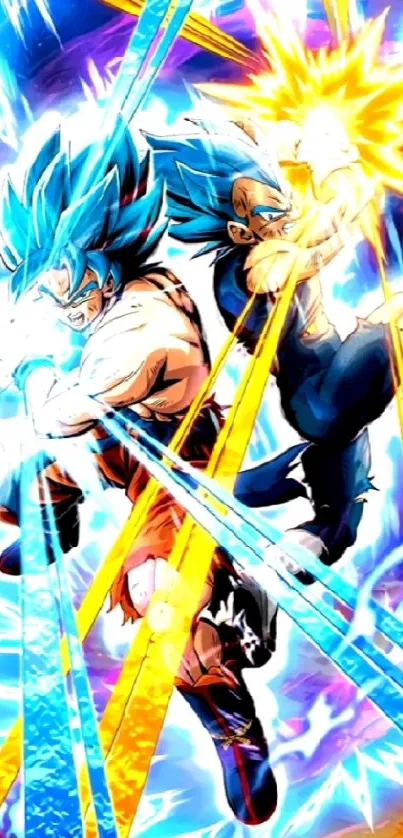 Epic anime battle wallpaper with vibrant energy and action.