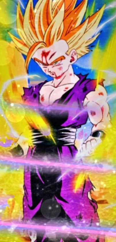 Super Saiyan anime character with vibrant energy aura.