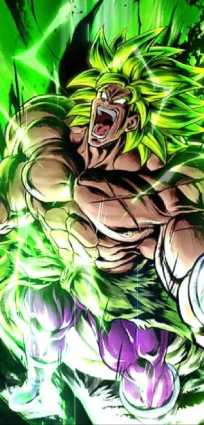 Anime warrior with electric green power