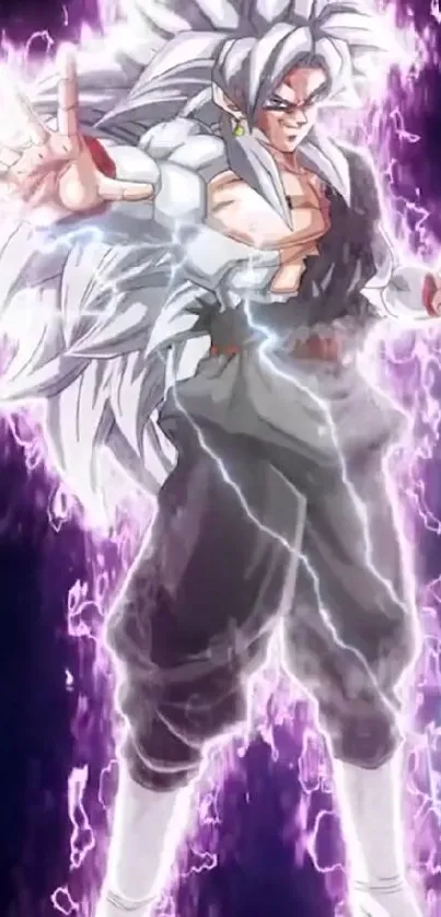 Anime warrior surrounded by vibrant lightning and energy.