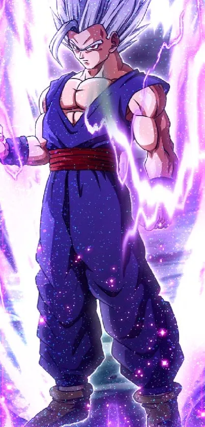 Anime warrior with purple energy aura.