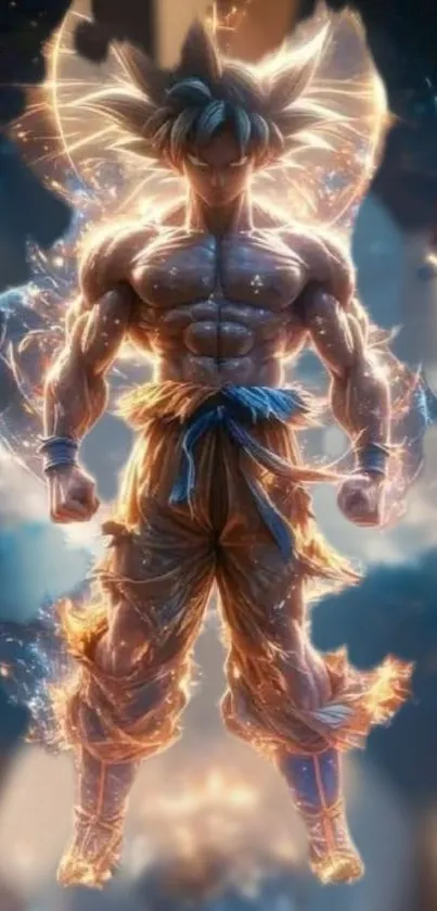 Epic anime warrior with cosmic aura.