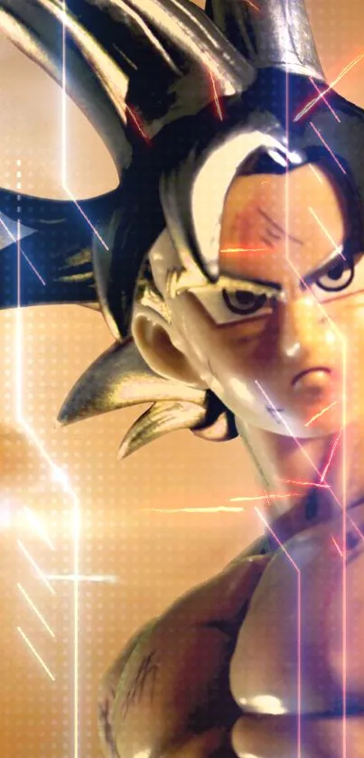 Anime warrior stands in epic sunset battlefield.