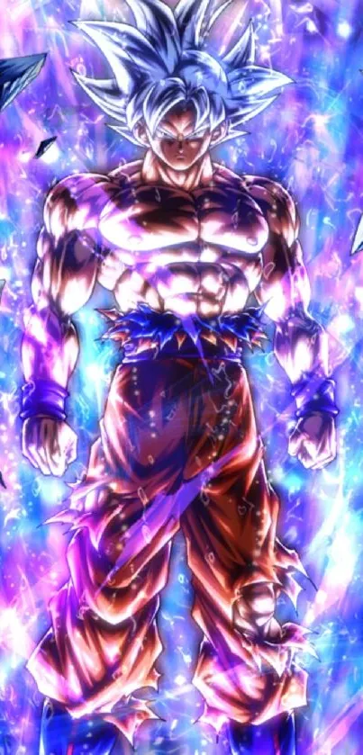 Anime warrior surrounded by vibrant energy bursts.