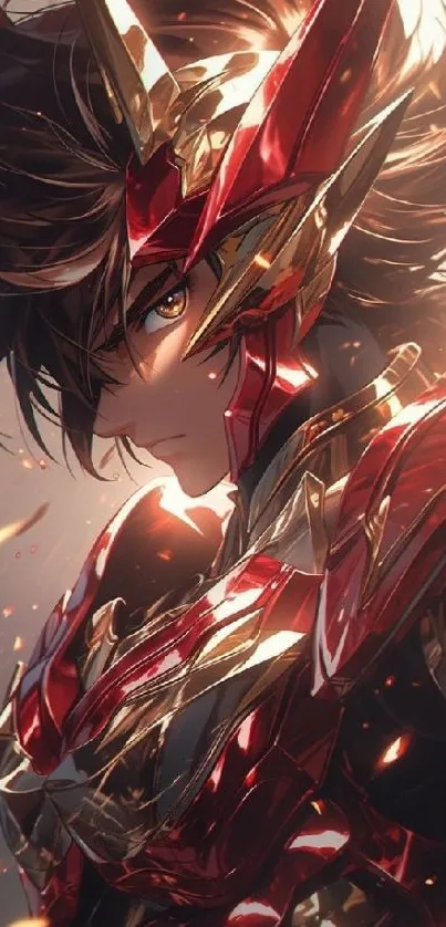 Epic anime character with red armor