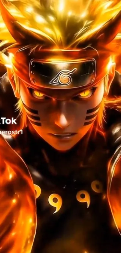 Epic anime warrior with fiery background.