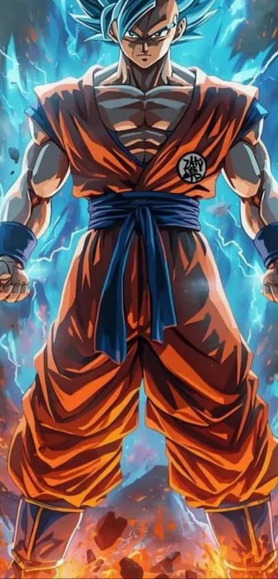 Epic anime warrior with vibrant energy.