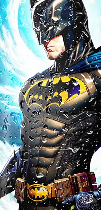 Epic Batman wallpaper with dynamic comic art and bold colors for mobile.