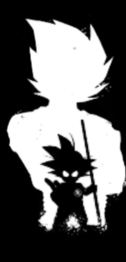 Epic black and white silhouette of dragon art wallpaper.