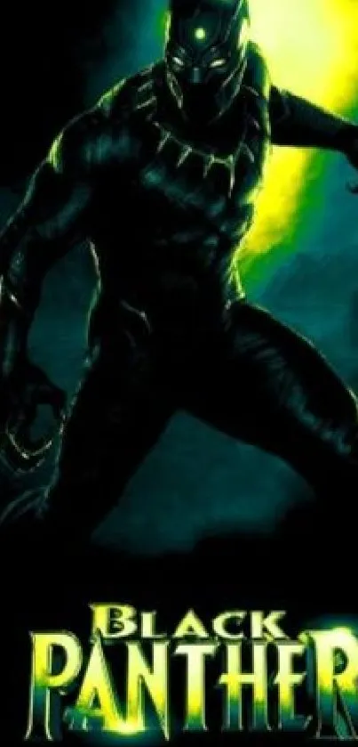 Black Panther in action on a dark themed mobile wallpaper.