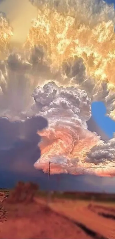 Epic cloudscape with vibrant colors in the sky, perfect mobile wallpaper.