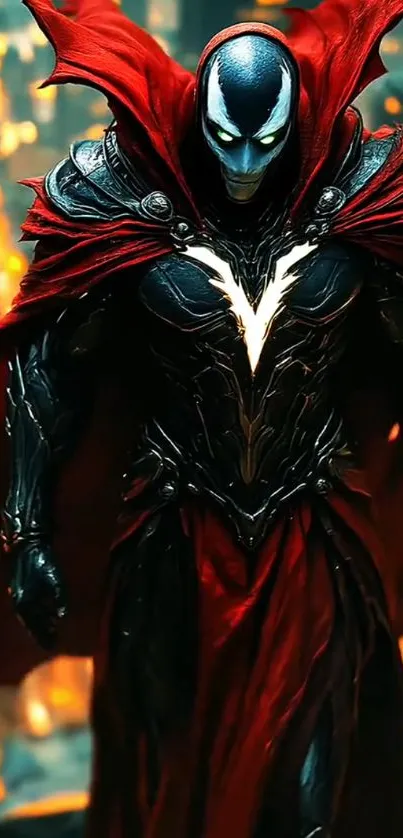 Epic dark knight with red cape wallpaper