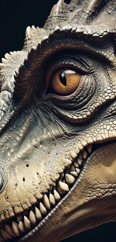 Close-up of a textured dinosaur head in detailed artistic style.