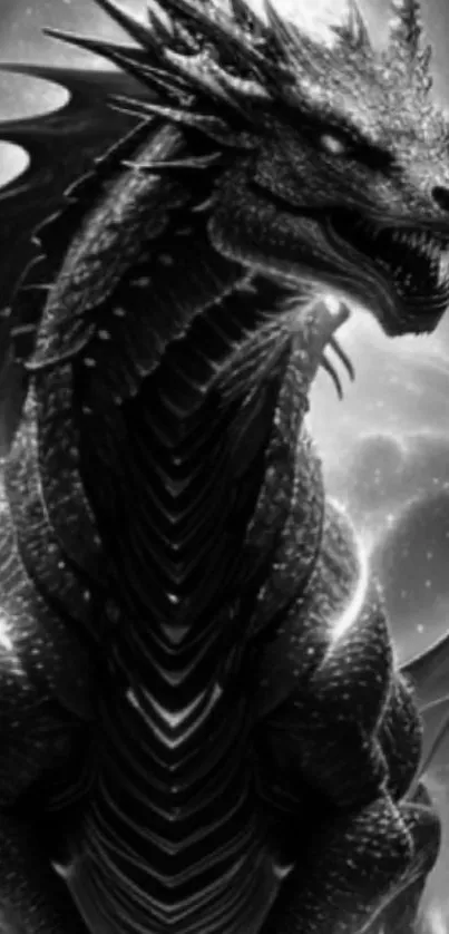 Epic black dragon fantasy mobile wallpaper.